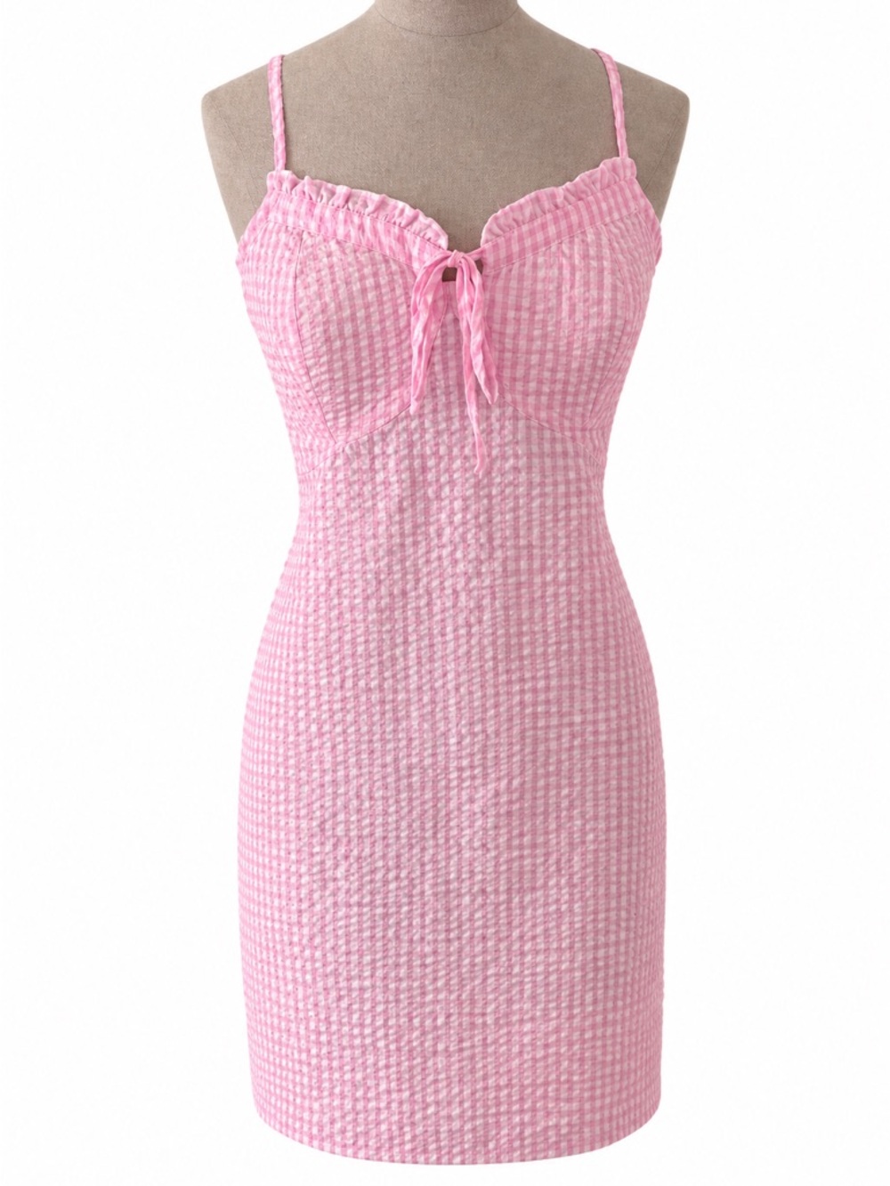 NWOT No Boundaries Pink Gingham Mini Dress